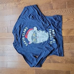 Santa Claws Is Coming To Town holiday cat shirt size medium Mighty Fine